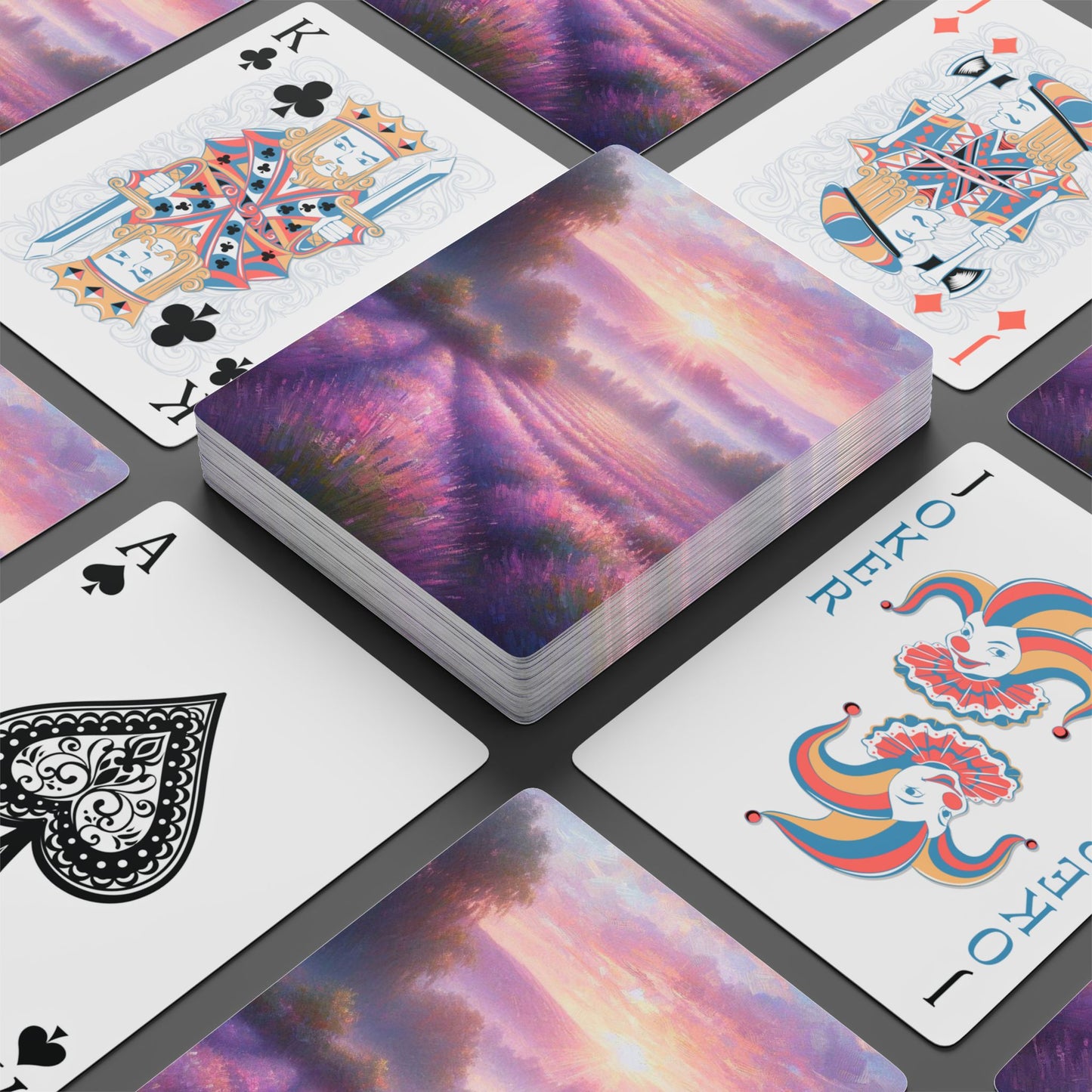 "Lavender Field" Poker Cards
